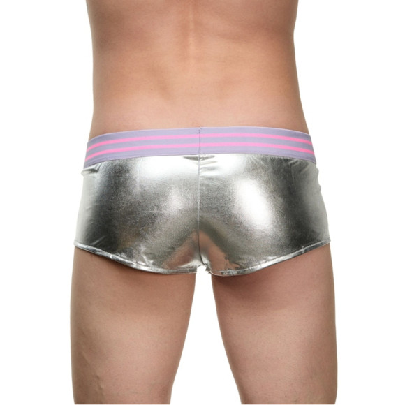 Мужские серебристые трусы-боксеры с широкой резинкой в полоску Мужские серебристые трусы-боксеры с широкой резинкой в полоску