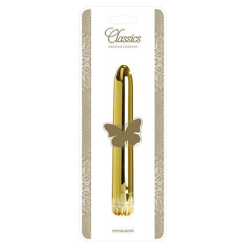 Золотистый вибратор CLASSIC GOLD MEDIUM - 18 см.