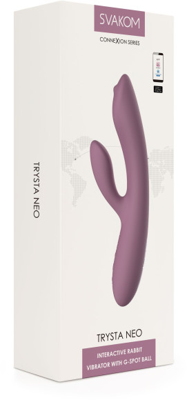 Сиреневый интерактивный вибратор-кролик Trysta Neo с шариком для зоны G - 18,4 см. Сиреневый интерактивный вибратор-кролик Trysta Neo с шариком для зоны G - 18,4 см.