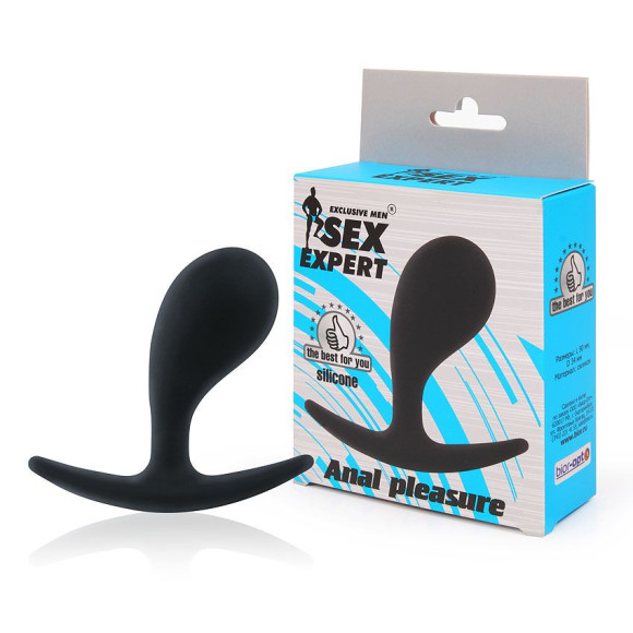 Черная каплевидная анальная пробка с ограничителем - 7,7 см. Черная каплевидная анальная пробка с ограничителем - 7,7 см.