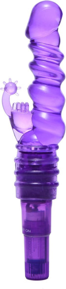 Фиолетовая виброракета с насадкой-кроликом Ribbed Rabbit Vibrator - 21,6 см. Фиолетовая виброракета с насадкой-кроликом Ribbed Rabbit Vibrator - 21,6 см.