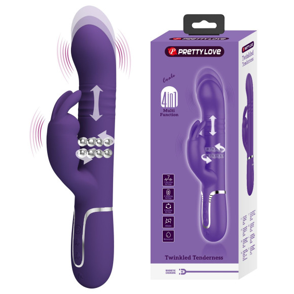 Фиолетовый вибратор Coale с ротацией бусин и возвратно-поступательными движениями - 22,6 см. Фиолетовый вибратор Coale с ротацией бусин и возвратно-поступательными движениями - 22,6 см.