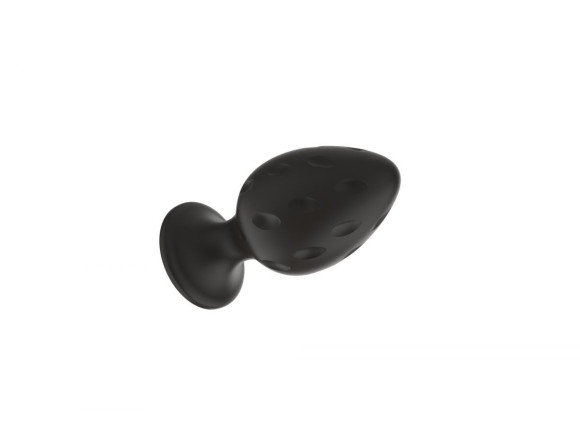 Черная малая силиконовая анальная пробка с рельефом в виде углублений Черная малая силиконовая анальная пробка с рельефом в виде углублений