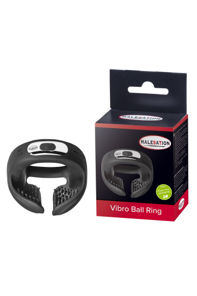 Черное эрекционное виброкольцо для пениса и мошонки Vibro Ball Ring Черное эрекционное виброкольцо для пениса и мошонки Vibro Ball Ring