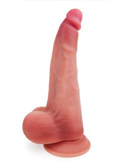 Телесный реалистичный фаллоимитатор с присоской - 30 см.