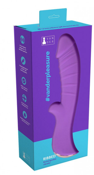 Фиолетовый вибромассажёр с рёбрышками Ribbed - 18 см.