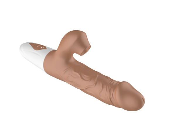 Телесный вибратор-кролик с функцией поступательных движений - 22,5 см. Телесный вибратор-кролик с функцией поступательных движений - 22,5 см.