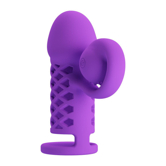 Фиолетовая вибронасадка с клиторальным отростком Harden Фиолетовая вибронасадка с клиторальным отростком Harden