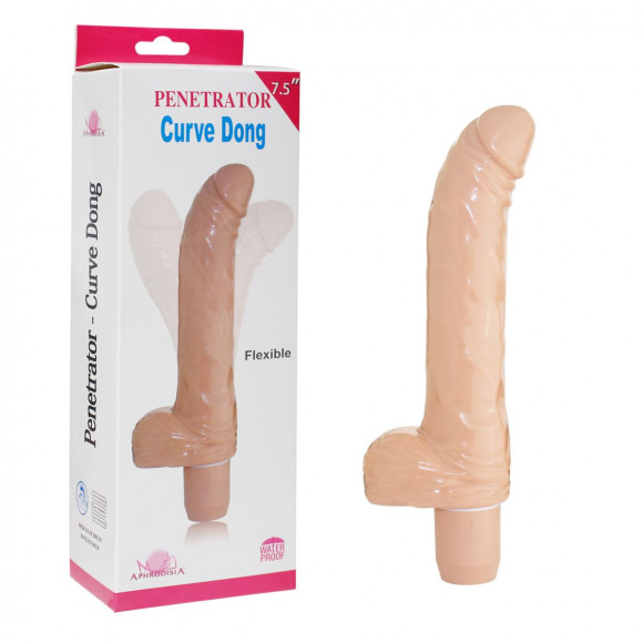 Телесный вибратор с изогнутым кончиком Penetrator Curve Dong 7.5  - 19 см.