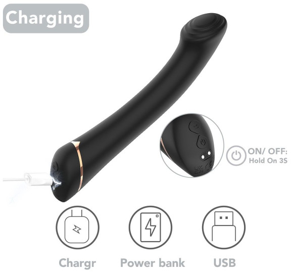 Черны вибратор для G-точки Gwand - 18,7 см. Черны вибратор для G-точки Gwand - 18,7 см.