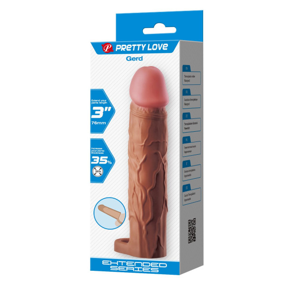 Коричневая насадка на пенис Gerd - 19,5 см. Коричневая насадка на пенис Gerd - 19,5 см.