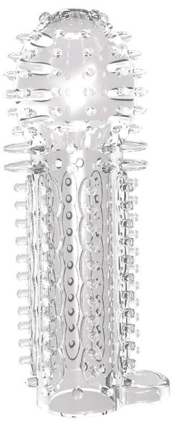 Закрытая прозрачная насадка на пенис с шипиками Nubby Sleeve - 14,5 см. Закрытая прозрачная насадка на пенис с шипиками Nubby Sleeve - 14,5 см.