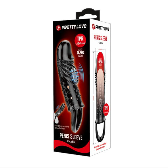 Черная насадка с вибрацией Cecelia - 18,5 см. Черная насадка с вибрацией Cecelia - 18,5 см.