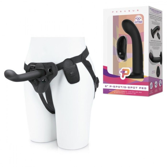 Черный вибрострапон с загнутой головкой Pegasus с пультом ДУ - 15 см. Черный вибрострапон с загнутой головкой Pegasus с пультом ДУ - 15 см.