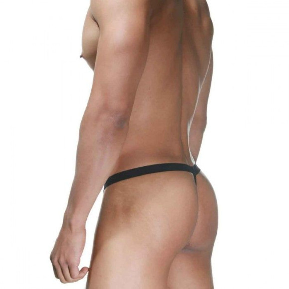 Красно-черные мужские стринги с серебристыми кольцами Красно-черные мужские стринги с серебристыми кольцами