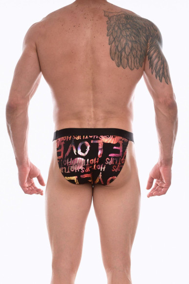 Черные мужские трусы-танга с блестящим принтом Черные мужские трусы-танга с блестящим принтом
