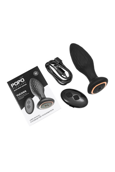 Черная анальная вибровтулка Tucana с ротацией и управлением через приложение - 12 см. Черная анальная вибровтулка Tucana с ротацией и управлением через приложение - 12 см.