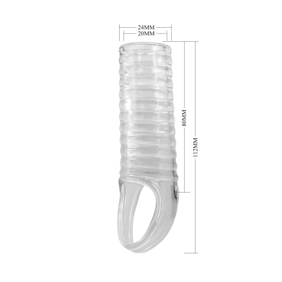 Прозрачная насадка на пенис с ребрышками и подхватом мошонки Прозрачная насадка на пенис с ребрышками и подхватом мошонки
