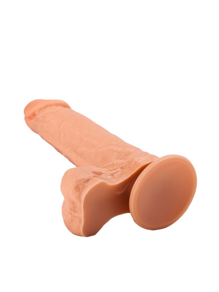 Фаллоимитатор с мошонкой на подошве-присоске - 20 см. Фаллоимитатор с мошонкой на подошве-присоске - 20 см.