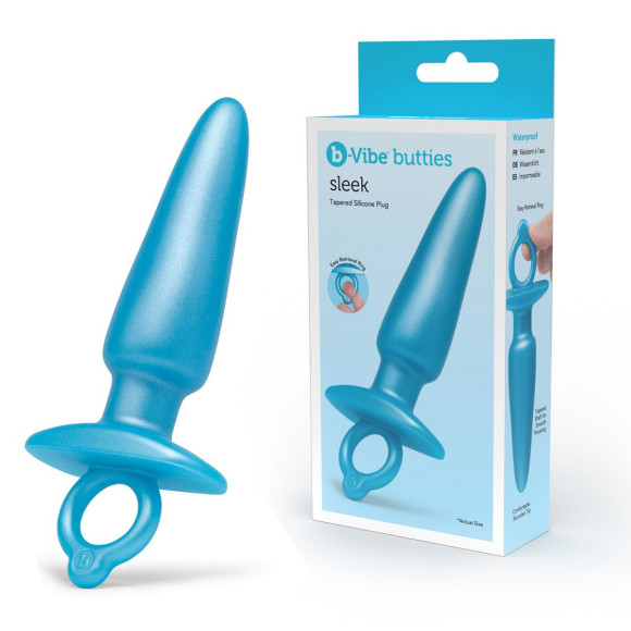 Голубая анальная пробка с кольцом Sleek Tapered Silicone Plug - 15 см. Голубая анальная пробка с кольцом Sleek Tapered Silicone Plug - 15 см.