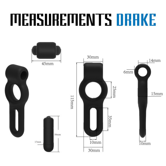 Черное двойное эрекционное виброкольцо Rooster Drake Черное двойное эрекционное виброкольцо Rooster Drake