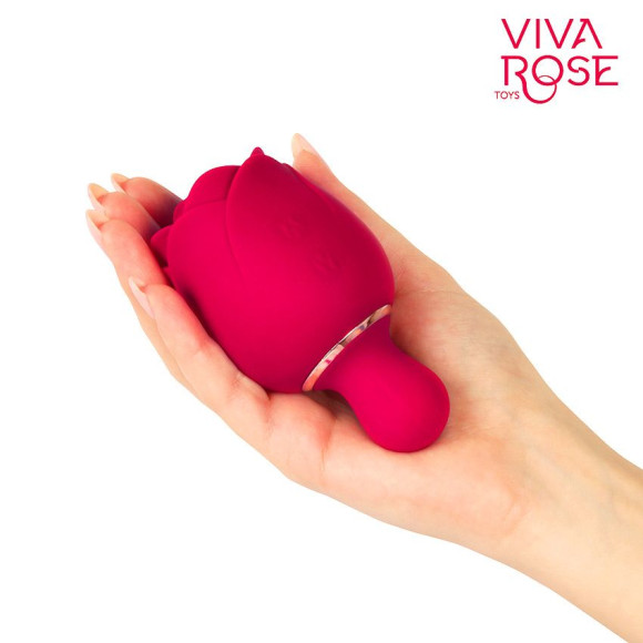 Малиновый вибростимулятор в форме бутона со стебельком Малиновый вибростимулятор в форме бутона со стебельком