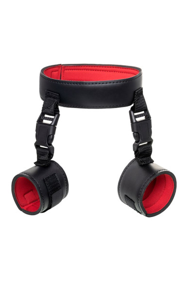 Черный ошейник с наручниками на липучках Черный ошейник с наручниками на липучках