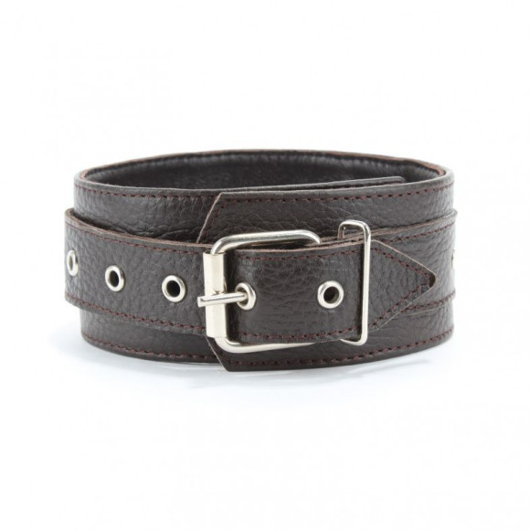 Коричневый широкий ошейник из мягкой кожи Коричневый широкий ошейник из мягкой кожи