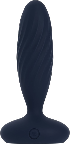 Темно-синяя анальная вибропробка Jordan с поступательными движениями - 12 см. Темно-синяя анальная вибропробка Jordan с поступательными движениями - 12 см.