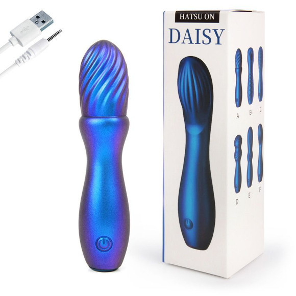 Синий вибромассажёр со спиралевидным рельефом - 14 см. Синий вибромассажёр со спиралевидным рельефом - 14 см.