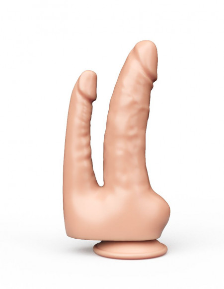 Двойной фаллоимитатор на присоске из геля - 16,5 см. Двойной фаллоимитатор на присоске из геля - 16,5 см.