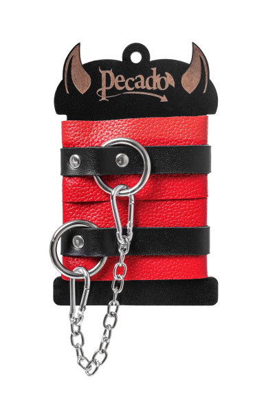 Красно-черные мягкие оковы с одним ремешком и люверсами Красно-черные мягкие оковы с одним ремешком и люверсами