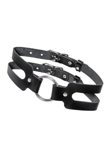 Черный кожаный чокер-ошейник из двух ремешков Черный кожаный чокер-ошейник из двух ремешков