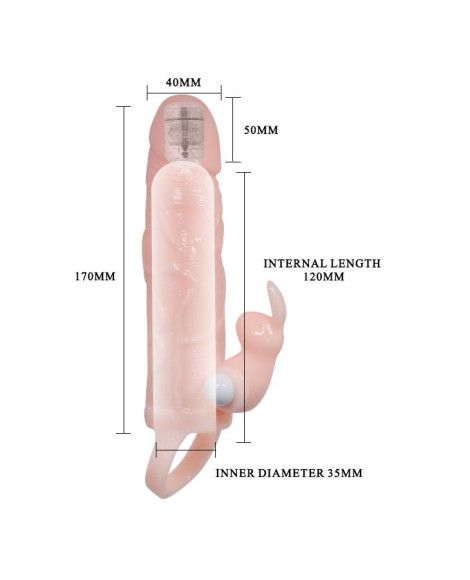 Удлиняющая телесная насадка с 2 виброэлементами Удлиняющая телесная насадка с 2 виброэлементами