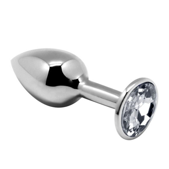 Серебристая анальная втулка с прозрачным кристаллом Mini Metal Butt Plug Size M - 8 см. Серебристая анальная втулка с прозрачным кристаллом Mini Metal Butt Plug Size M - 8 см.