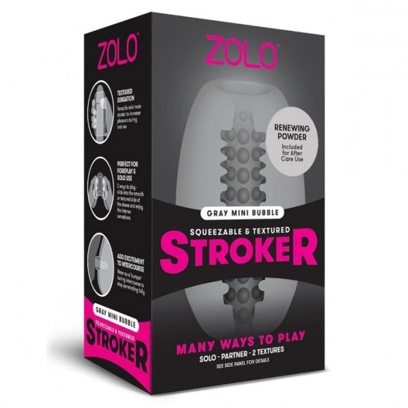 Серый двусторонний мастурбатор MINI BUBBLE Серый двусторонний мастурбатор MINI BUBBLE