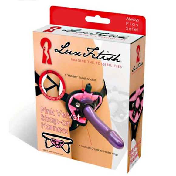 Черно-розовые плюшевые трусики для страпона Черно-розовые плюшевые трусики для страпона