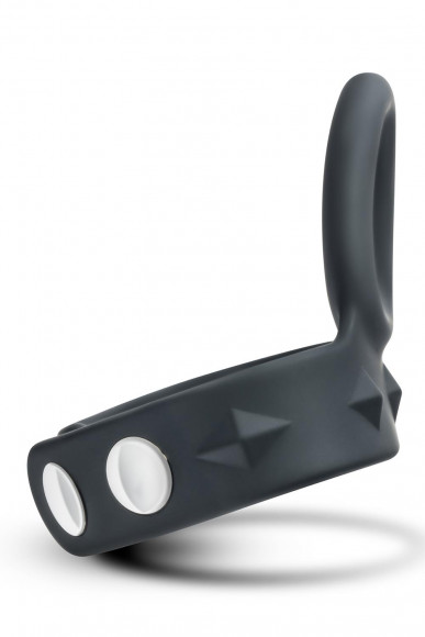 Черное эрекционное кольцо с подхватом мошонки на кнопках VS6 Черное эрекционное кольцо с подхватом мошонки на кнопках VS6