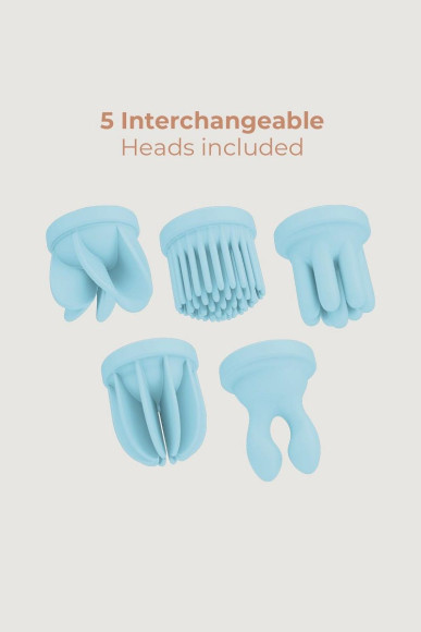 Голубой стимулятор клитора с 5 насадками Caress Голубой стимулятор клитора с 5 насадками Caress