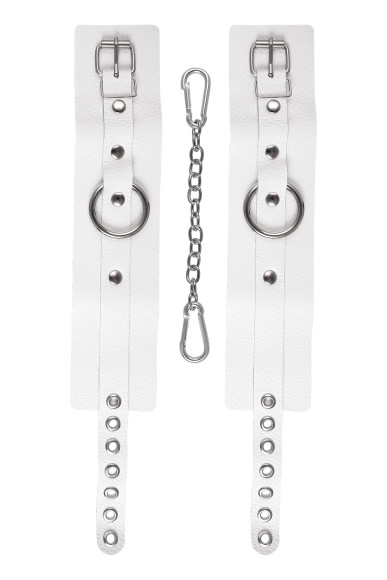 Белые мягкие кожаные оковы с люверсами Белые мягкие кожаные оковы с люверсами