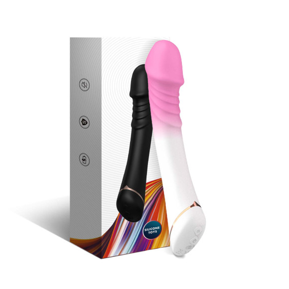 Бело-розовый вибромассажер с крупной головкой - 20,4 см. Бело-розовый вибромассажер с крупной головкой - 20,4 см.