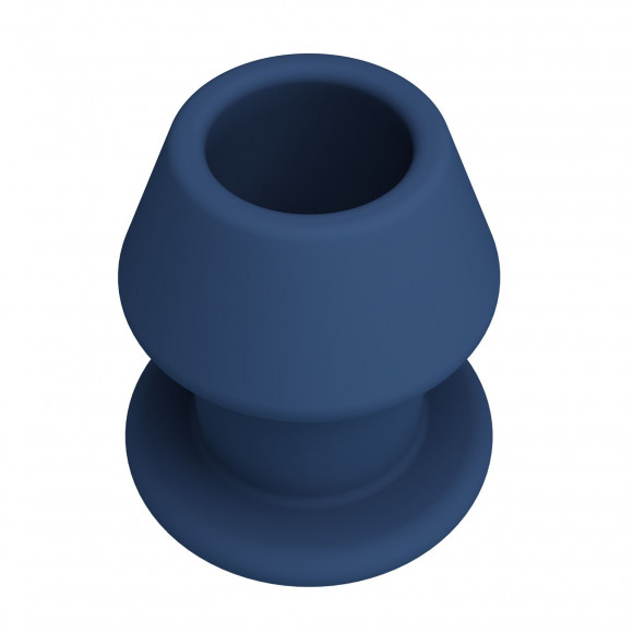 Синяя анальная пробка с открытым каналом - 8,7 см.
