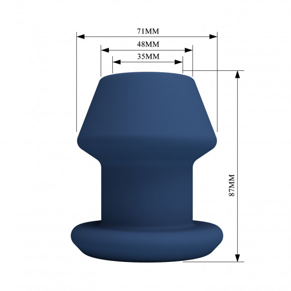 Синяя анальная пробка с открытым каналом - 8,7 см.