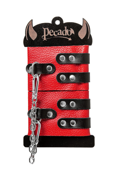 Красно-черные мягкие оковы с двумя ремешками с люверсами Красно-черные мягкие оковы с двумя ремешками с люверсами