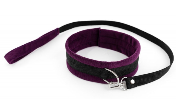 Фиолетово-черный ошейник My rules с поводком Фиолетово-черный ошейник My rules с поводком