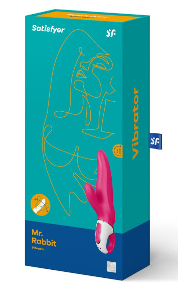Ярко-розовый вибратор Satisfyer Mr. Rabbit с клиторальным отростком - 22,1 см. Ярко-розовый вибратор Satisfyer Mr. Rabbit с клиторальным отростком - 22,1 см.