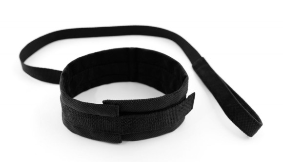 Черный ошейник My rules с поводком Черный ошейник My rules с поводком