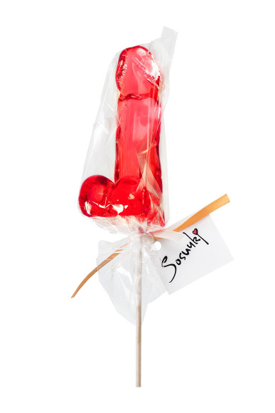 Красный леденец в форме члена со вкусом виски - 173 гр. Красный леденец в форме члена со вкусом виски - 173 гр.