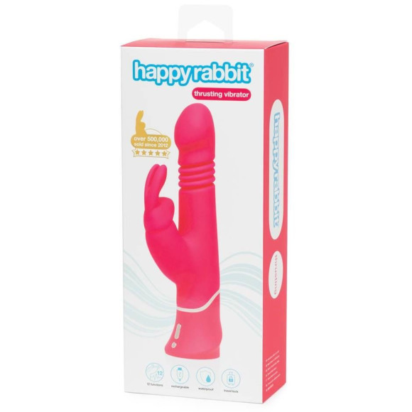 Розовый вибратор Thrusting Realistic Rechargeable Rabbit Vibrator с имитацией толчков - 22,8 см. Розовый вибратор Thrusting Realistic Rechargeable Rabbit Vibrator с имитацией толчков - 22,8 см.