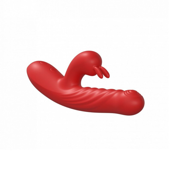 Красный силиконовый вибратор-кролик с фрикциями - 22 см. Красный силиконовый вибратор-кролик с фрикциями - 22 см.